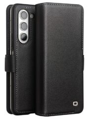 QIALINO For Samsung Galaxy Z Fold5 Wallet Case Genuine Leather Flip Phone Cover with Magnetic Closure Black Samsung Galaxy Z Fold5 by The Case Factory