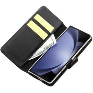 QIALINO For Samsung Galaxy Z Fold5 Wallet Case Genuine Leather Flip Phone Cover with Magnetic Closure by The Case Factory