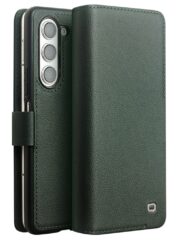 QIALINO For Samsung Galaxy Z Fold5 Wallet Case Genuine Leather Flip Phone Cover with Magnetic Closure Cyan Samsung Galaxy Z Fold5 by The Case Factory