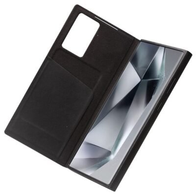 QIALINO For Samsung Galaxy S24 Ultra Case Smart View Window Genuine Cowhide Leather Flip Cover with Card Holder by The Case Factory