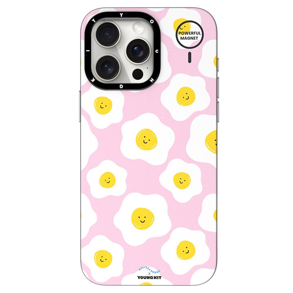 YOUNGKIT Mousse Series For iPhone 14 Pro Case IMD Pattern PC+TPU Magnetic Phone Cover MUScx003-Poached Egg by The Case Factory