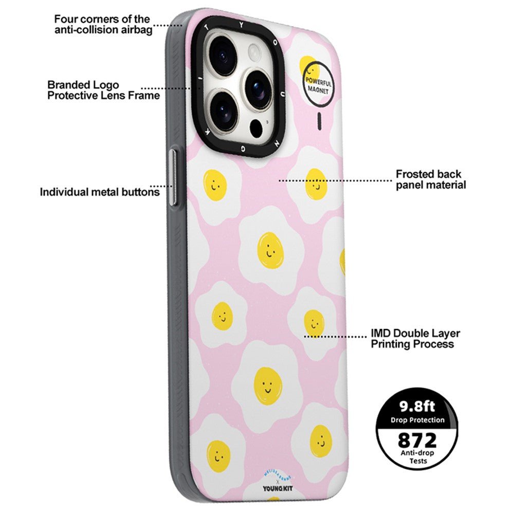 YOUNGKIT Mousse Series For iPhone 14 Pro Case IMD Pattern PC+TPU Magnetic Phone Cover by The Case Factory