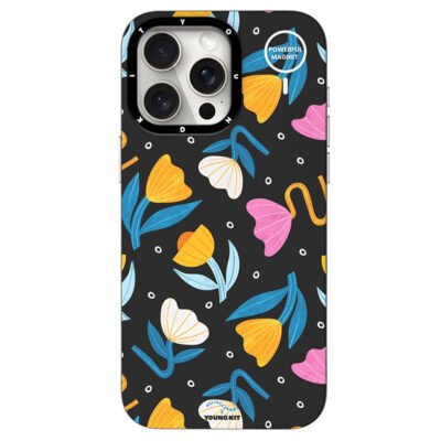 YOUNGKIT Mousse Series For iPhone 14 Pro Max Case IMD PC+TPU Magnetic Phone Cover MUScx001-Flowers by The Case Factory