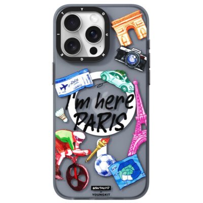 YOUNGKIT I'm Here Paris Series For iPhone 14 Pro Max Magnetic Case PC+TPU Phone Cover IMD Design As Shown by The Case Factory