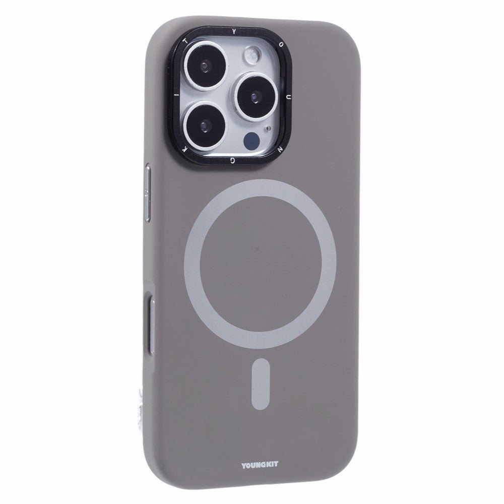 YOUNGKIT For iPhone 16 Pro Max Case Compatible with MagSafe Lens Kickstand Silicone Phone Cover Grey by The Case Factory