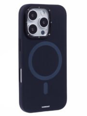 YOUNGKIT For iPhone 16 Pro Max Case Compatible with MagSafe Lens Kickstand Silicone Phone Cover Navy Blue by The Case Factory