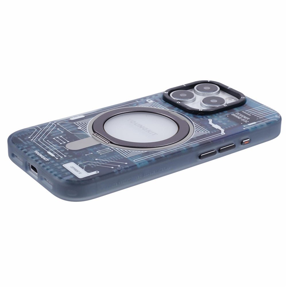 YOUNGKIT Technology Series for iPhone 16 Pro Max Case Magnetic Kickstand IMD PC+TPU Phone Cover by The Case Factory