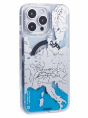 YOUNGKIT For iPhone 16 Pro Case Compatible with MagSafe IMD Map Pattern Quicksand PC+TPU Phone Cover Europe by The Case Factory