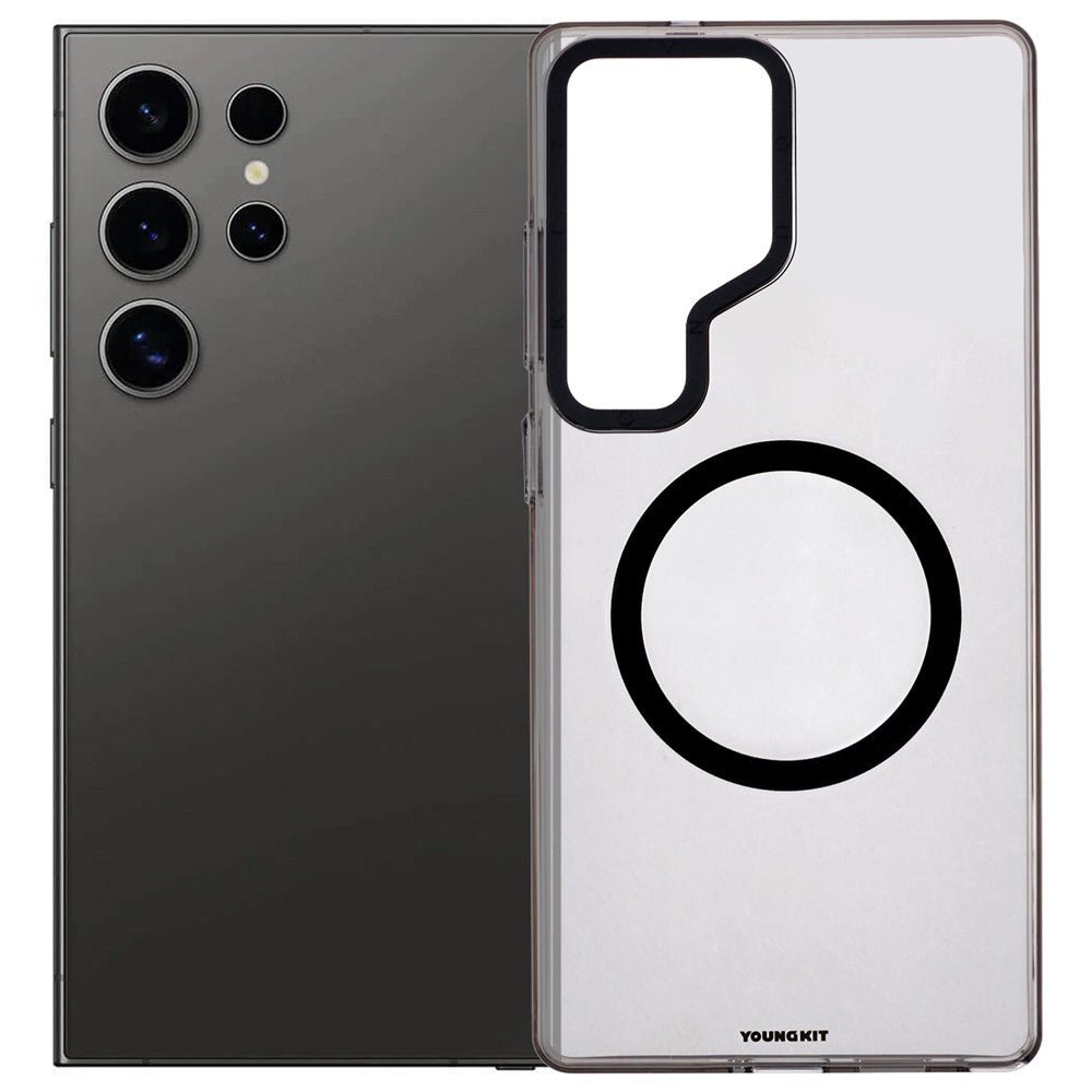 YOUNGKIT For Samsung Galaxy S25 Ultra Magnetic Case Clear PC Phone Cover Transparent Black by The Case Factory