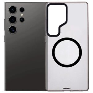 YOUNGKIT For Samsung Galaxy S25 Ultra Magnetic Case Clear PC Phone Cover Transparent Black by The Case Factory
