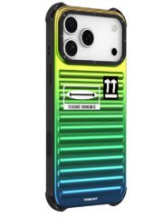 YOUNGKIT For iPhone 17 Pro Max Case Suitcase Style TPU + Aluminium Alloy Laser Gradient Phone Cover Orange Green Blue by The Case Factory