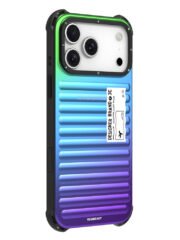 YOUNGKIT For iPhone 17 Pro Max Case Suitcase Style TPU + Aluminium Alloy Laser Gradient Phone Cover Green Blue Purple by The Case Factory