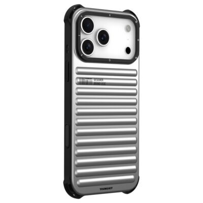 YOUNGKIT For iPhone 17 Pro Case Compatible with MagSafe Suitcase Texture IMD TPU Phone Cover Silver by The Case Factory