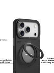 YOUNGKIT For iPhone 17 Pro Max Case Rotating Kickstand Shockproof TPU + PU Leather Phone Back Cover by The Case Factory