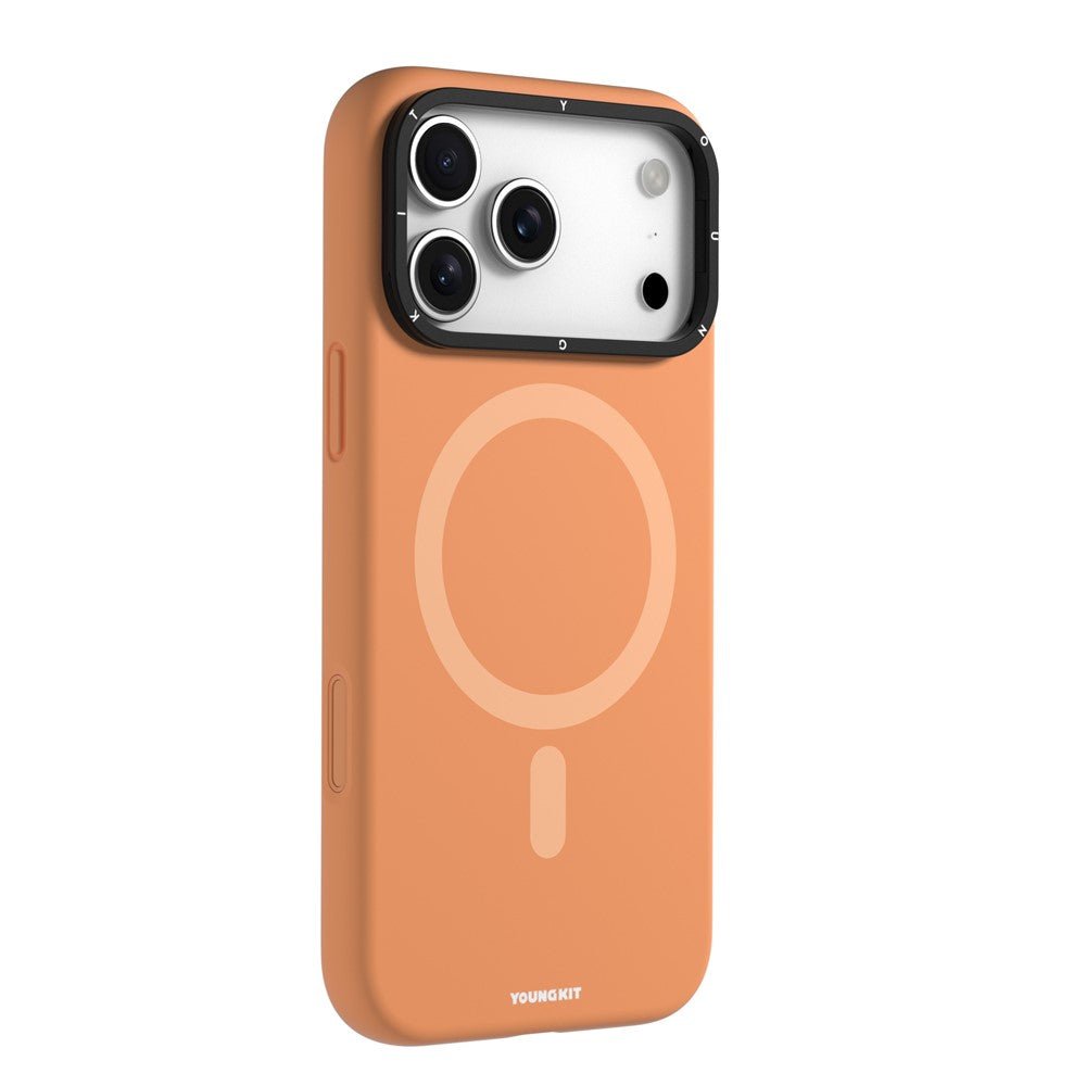 YOUNGKIT For iPhone 17 Pro Case Compatible with MagSafe Lens Kickstand Silicone Phone Cover Orange by The Case Factory