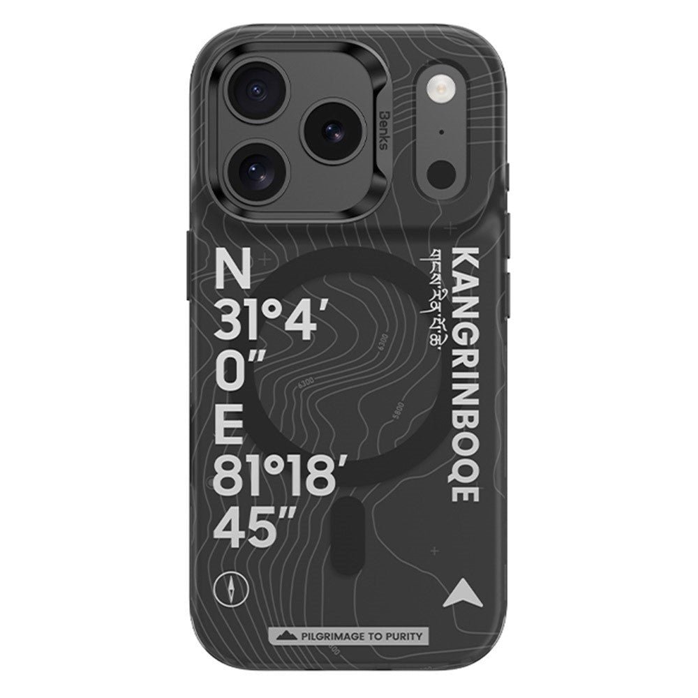 BENKS D1 for iPhone 17 Pro Case Kangrinboqe Geographic Coordinate TPU TPE PC Phone Cover Compatible with MagSafe