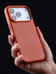 MELKCO For iPhone 17 Pro Max Magnetic Case Genuine Cow Leather Phone Cover with Metal Keys / AI Button by The Case Factory
