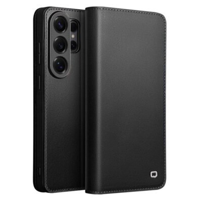 QIALINO For Samsung Galaxy S26 Ultra Wallet Case Matte Genuine Leather Flip Phone Cover