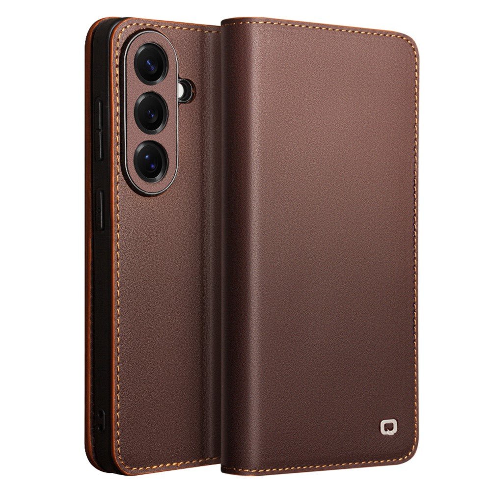 QIALINO For Samsung Galaxy S26 / S26 Pro Wallet Case Matte Genuine Leather Flip Phone Cover - Image 6
