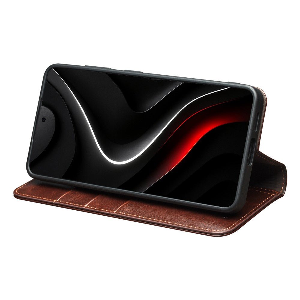 QIALINO For Samsung Galaxy S26+ Wallet Case Waxy Genuine Leather Flip Phone Cover - Image 3