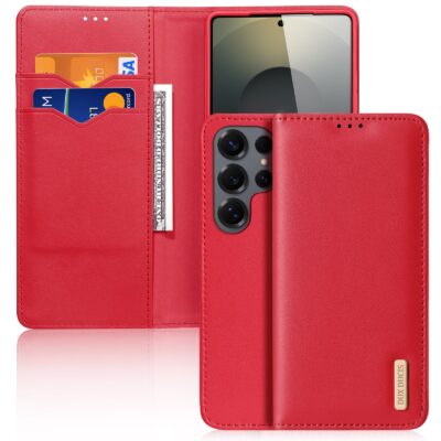 DUX DUCIS Hivo Series For Samsung Galaxy S26 Ultra Case Split Leather RFID Blocking Wallet Stand Flip Phone Cover (Non-magnetic)