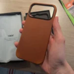 Premium Scars Crazy Horse Genuine Cowhide Leather iPhone Case | Compatible with MagSafe (Blue) photo review