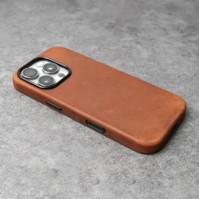 Premium Scars Crazy Horse Genuine Cowhide Leather iPhone Case | Compatible with MagSafe (Brown)