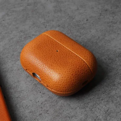 Lychee Pattern Natural Genuine Cowhide Leather Case for AirPods Pro 2