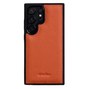 MELKCO For Samsung Galaxy S24 Ultra Case Genuine Bovine Leather Shockproof Silicone Frame Phone Cover
