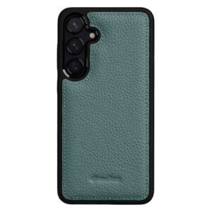 MELKCO For Samsung Galaxy S24 Case Genuine Bovine Leather Shockproof Silicone Frame Phone Cover