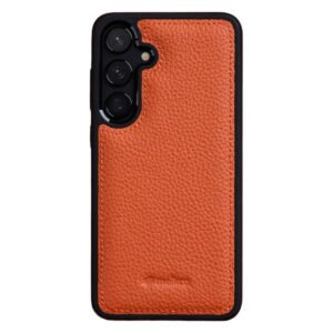 MELKCO For Samsung Galaxy S24+ Case Genuine Bovine Leather Shockproof Silicone Frame Phone Cover