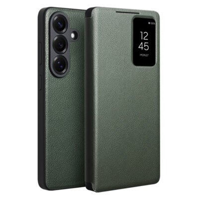 QIALINO For Samsung Galaxy S26+ Case View Window Premium Genuine Leather Flip Phone Cover (APP Version)