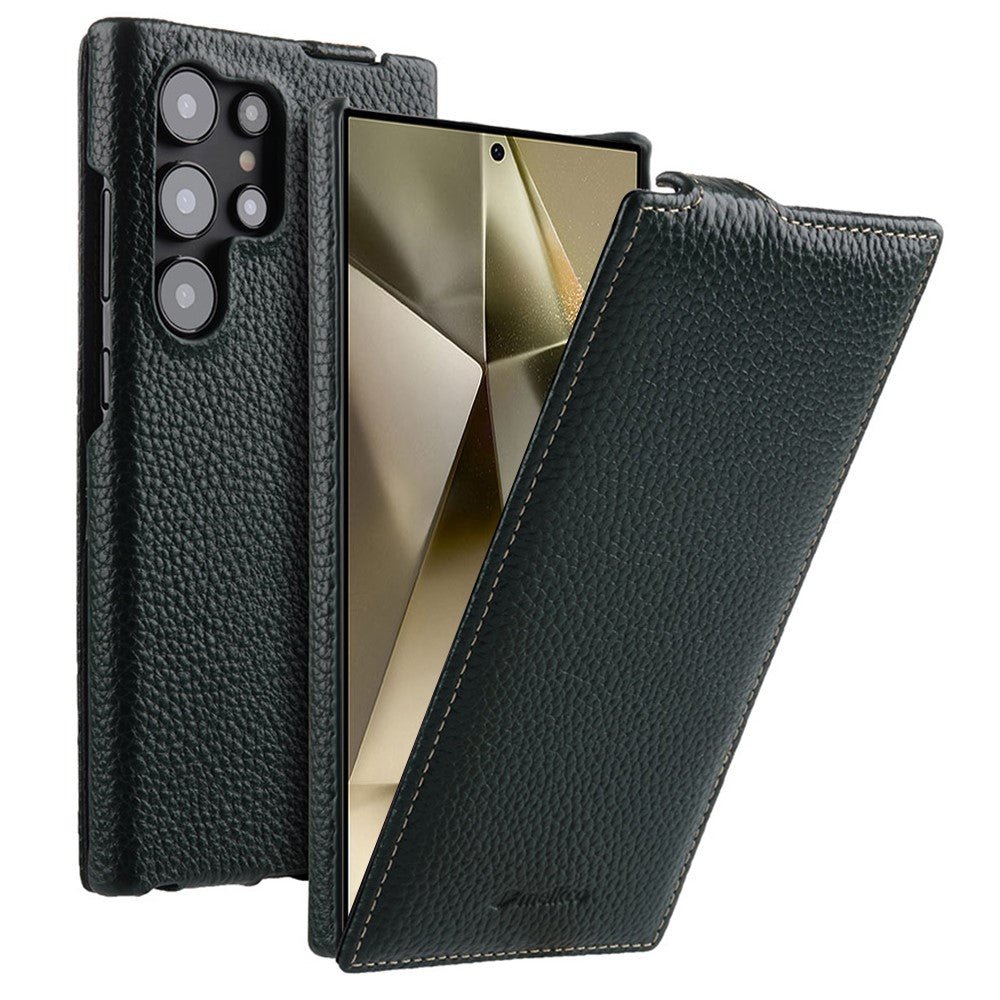 MELKCO For Samsung Galaxy S26 Ultra Case Genuine Cowhide Leather Magnetic Vertical Flip Phone Cover - Image 6