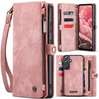 CASEME For Samsung Galaxy A36 Case 2-in-1 Detachable Magnetic Zipper Wallet Vegan Leather Flip Cover With Strap