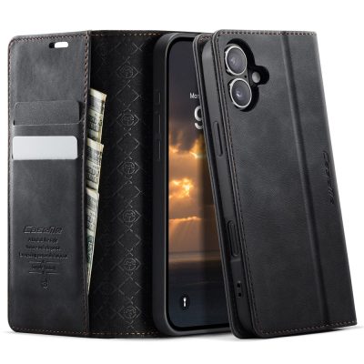 CASEME For iPhone 16 Plus Case RFID Blocking Wallet Calf Texture Vegan Leather Flip Cover