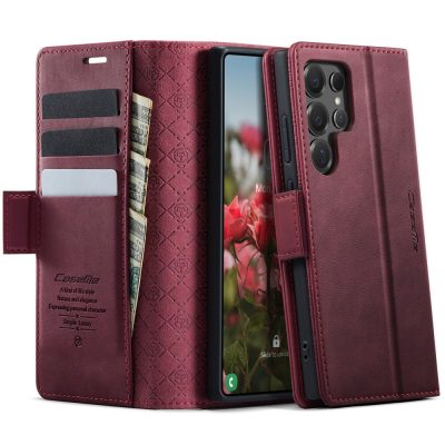 CASEME For Samsung Galaxy S25 Ultra Case RFID Blocking Wallet Calf Texture Vegan Leather Flip Cover