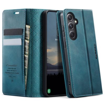 CASEME For Samsung Galaxy S23 FE Case RFID Blocking Wallet Calf Texture Vegan Leather Flip Cover