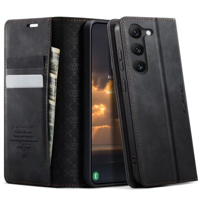 CASEME For Samsung Galaxy S23+ Case RFID Blocking Wallet Calf Texture Vegan Leather Flip Cover