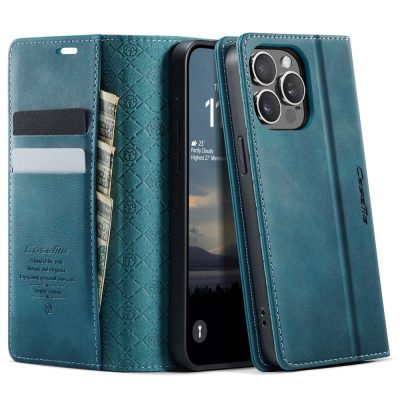 CASEME For iPhone 13 Pro Case RFID Blocking Wallet Calf Texture Vegan Leather Flip Cover