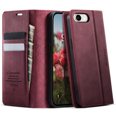 CASEME For iPhone 17e / iPhone 16e Case RFID Blocking Wallet Calf Texture Vegan Leather Flip Cover