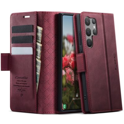 CASEME For Samsung Galaxy S23 Ultra Case RFID Blocking Wallet Calf Texture Vegan Leather Flip Cover