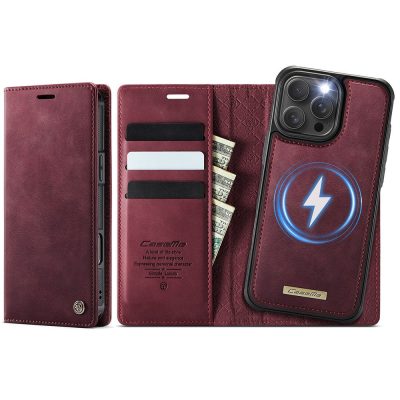 CASEME For iPhone 16 Pro Max Case 2-in-1 Detachable Wallet Vegan Leather Flip Cover – Compatible with MagSafe