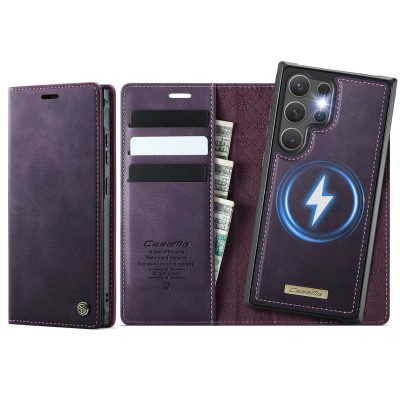 CASEME Samsung Galaxy S24 Ultra Case 2-in-1 Magnetic Detachable Wallet Vegan Leather Flip Cover