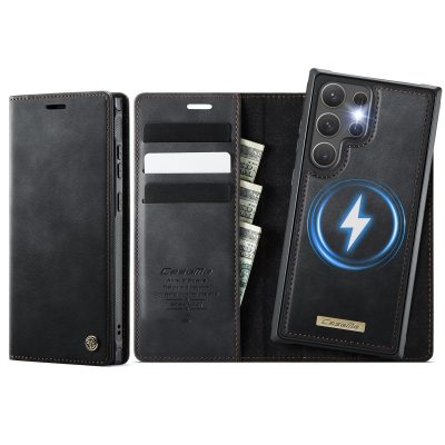 CASEME Samsung Galaxy S22 Ultra Case 2-in-1 Magnetic Detachable Wallet Vegan Leather Flip Cover