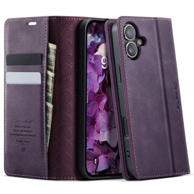 CASEME For iPhone 17 Case RFID Blocking Wallet Calf Texture Vegan Leather Flip Cover