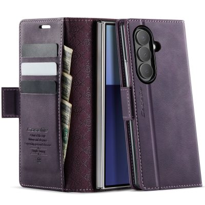 CASEME For Samsung Galaxy Z Fold7 Case RFID Blocking Wallet Calf Texture Vegan Leather Flip Cover