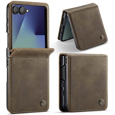 CASEME For Samsung Galaxy Z Flip7 Ultra Case RFID Blocking Wallet Calf Texture Vegan Leather Flip Cover