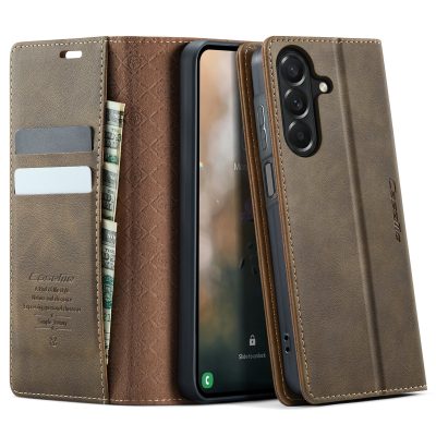 CASEME For Samsung Galaxy A27 Case RFID Blocking Wallet Calf Texture Vegan Leather Flip Cover