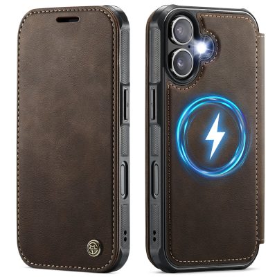 CASEME For iPhone 16 Plus Case RFID Blocking Wallet Vegan Leather Shockproof Anti-slip Flip Cover with Magnetic Support
