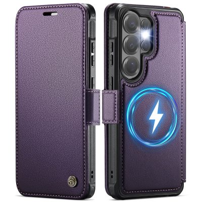 CASEME For Samsung Galaxy S22 Ultra Case RFID Blocking Wallet Vegan Leather Shockproof Anti-slip Flip Cover with Magnetic Support